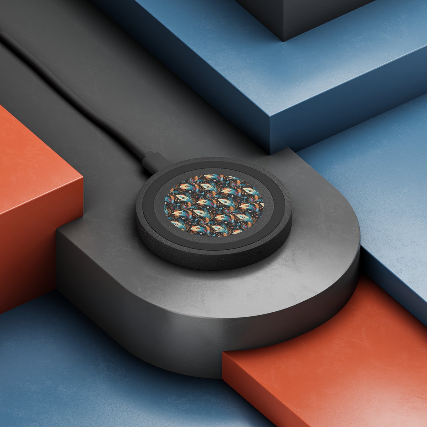Ethereal Feathers Artistic Wireless Charging Pad - Quake Design, Perfect for Tech Lovers and Gift Giving
