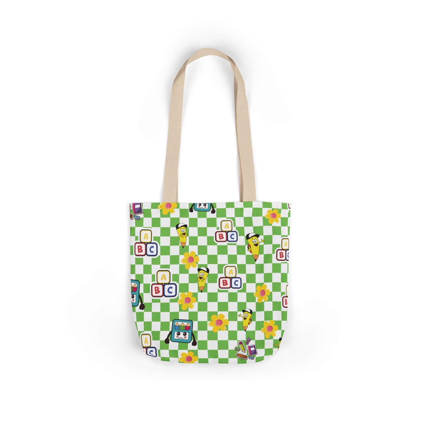 Personalized Green Schoolyard Chic Composition Book Inspired Canvas Tote Bag with Colorful Straps, Cute School Bag, Eco-Friendly Tote, Back to School Shopping Bag, Teacher Gift Idea