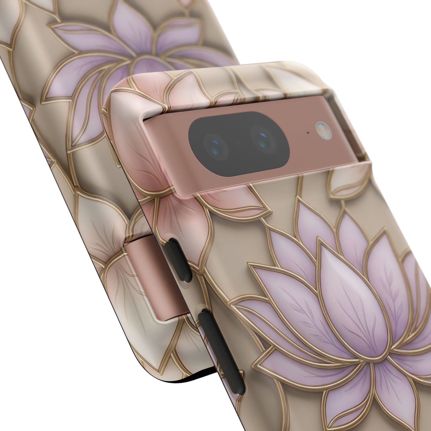 Personalized Lotus Floral Stained Glass Effect Tough Phone Case