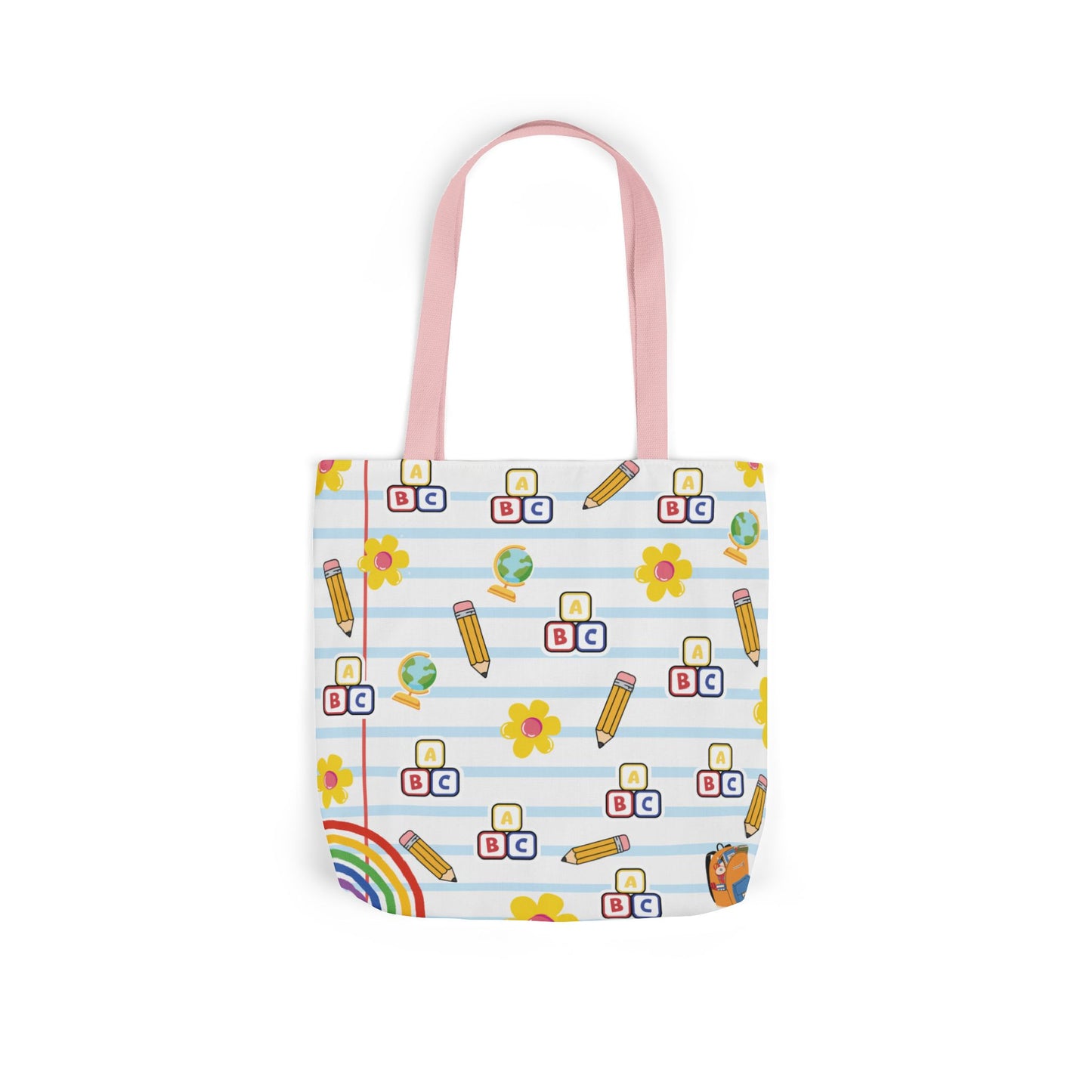 Personalized White Schoolyard Chic Composition Book Inspired Canvas Tote Bag with Colorful Straps, Cute School Bag, Eco-Friendly Tote, Back to School Shopping Bag, Teacher Gift Idea