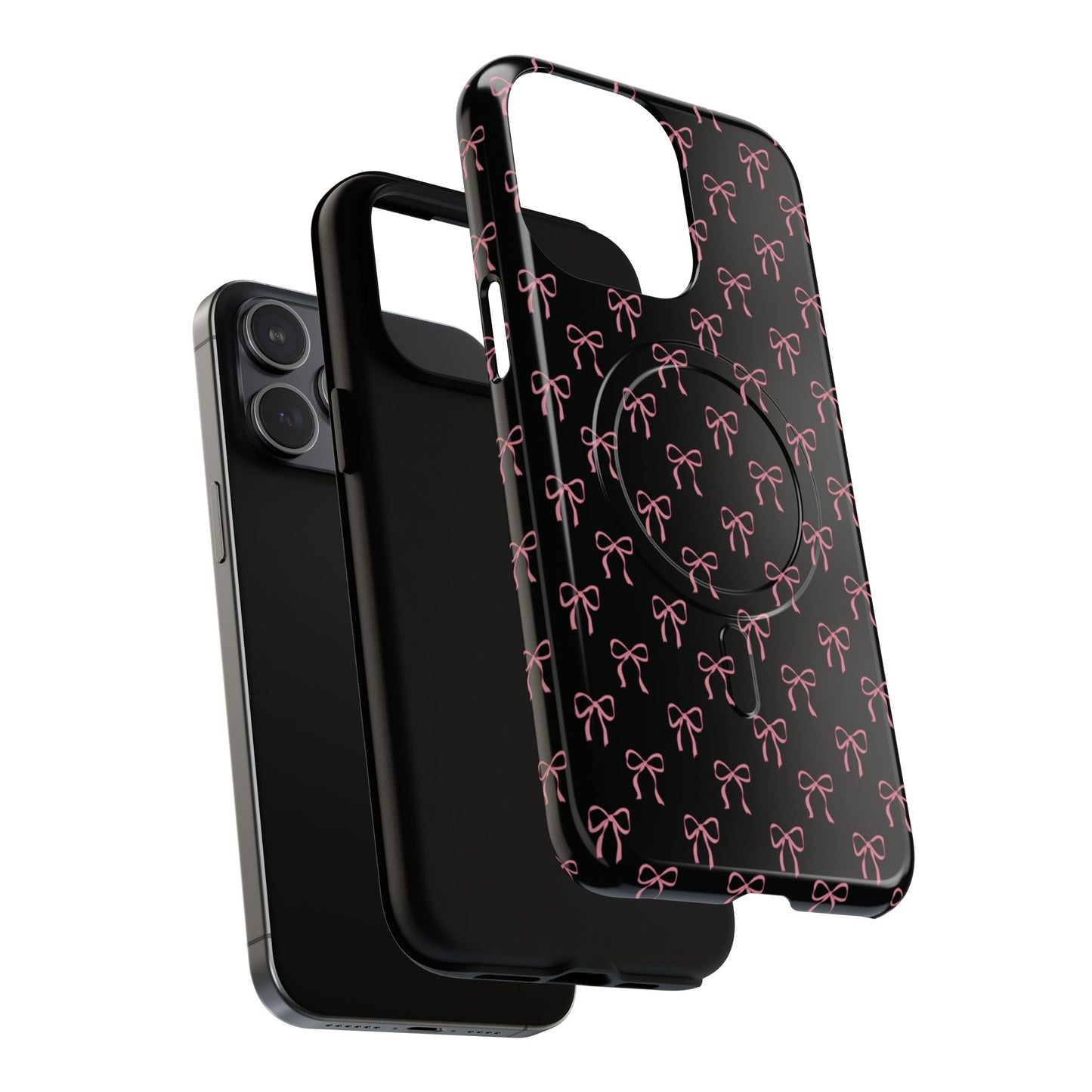 Coquette Chic Bow-Patterned Tough Magnetic iPhone Case, Stylish Gift for Her, Protective iPhone Cover, Trendy Accessory, iPhone Birthday Gift, Fashionable Tech