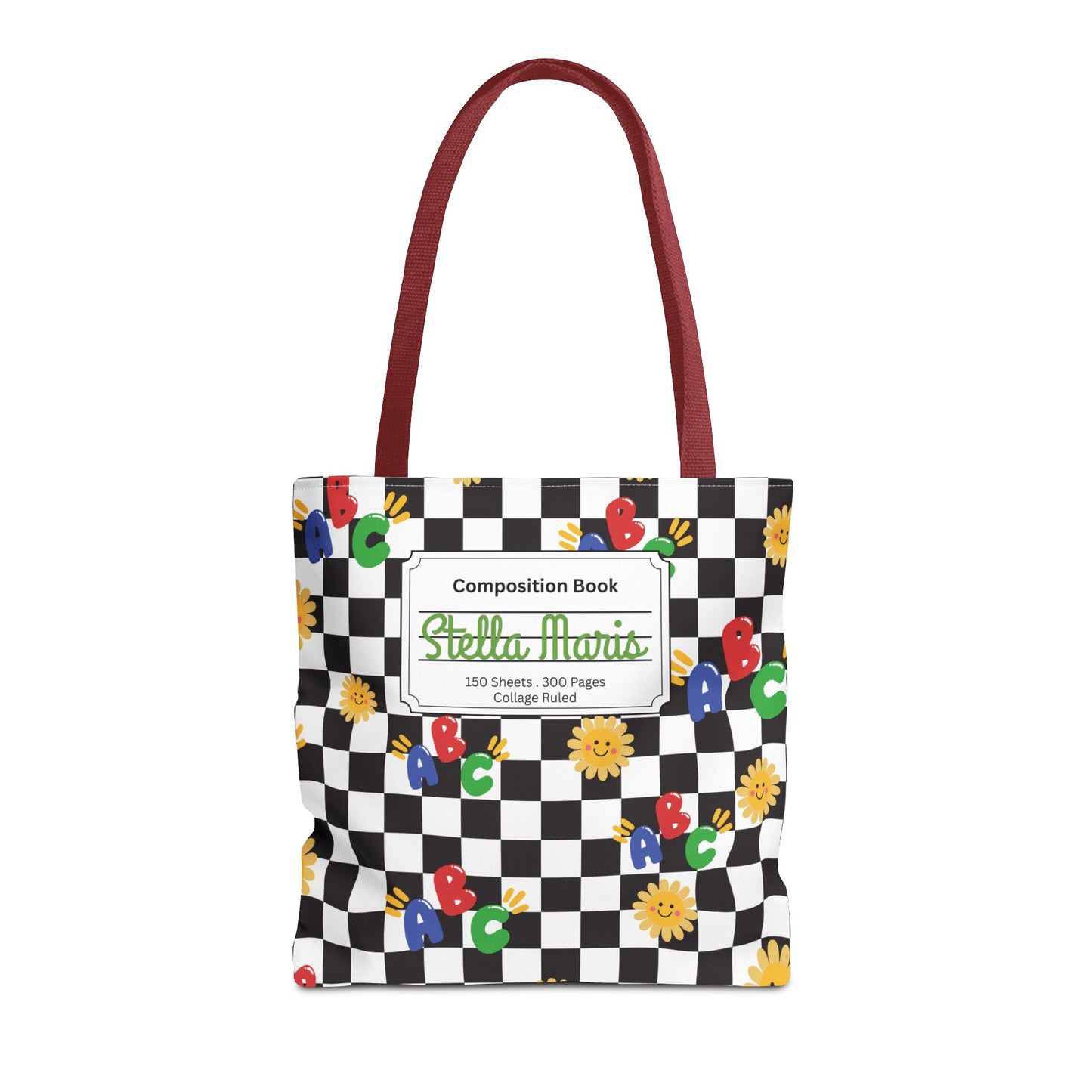 Personalized Schoolyard Chic Composition Book Inspired Tote Bag, Back to School Tote, Teacher Gift, Kids Bag, Custom Name Bag, Educational Accessories, Back to School Tote Bag.