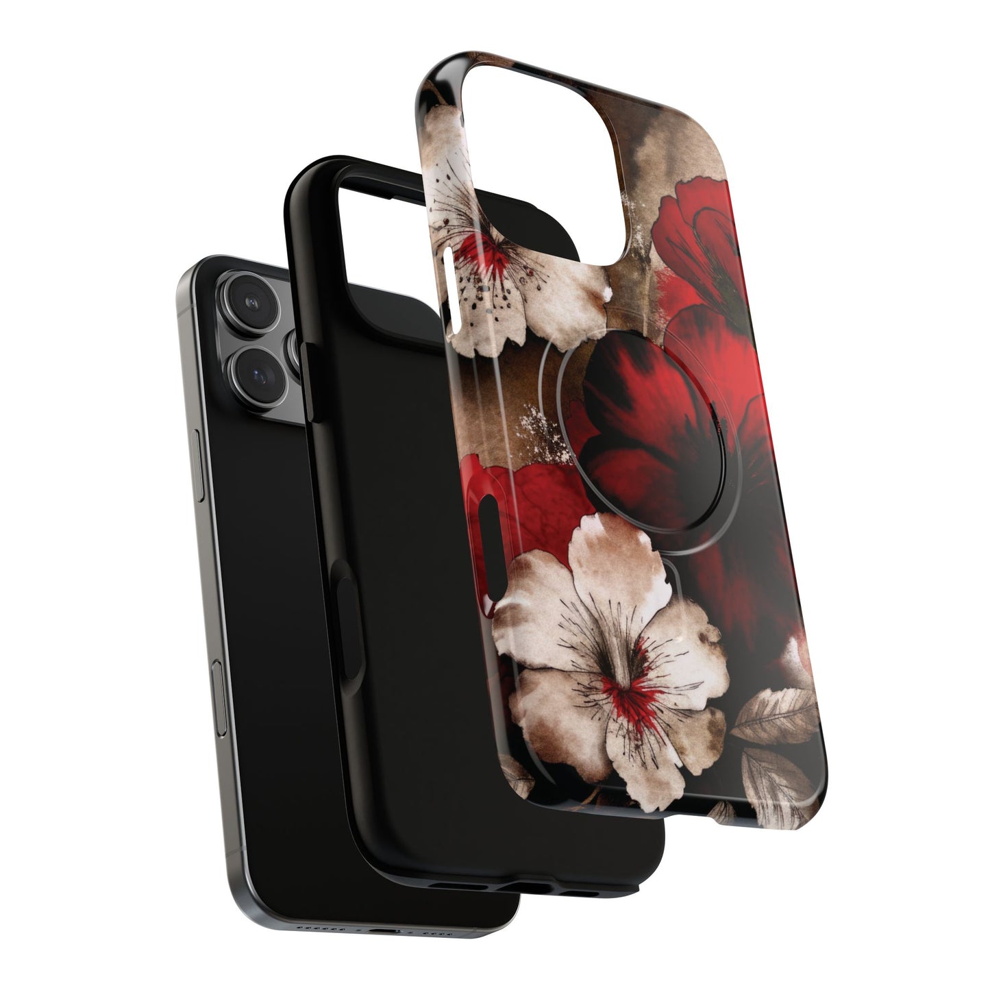 Crimson Noir Tough iPhone Magnetic Cases, Tough iPhone Protector, Stylish Floral Design, Gift for Her, Floral Accessories