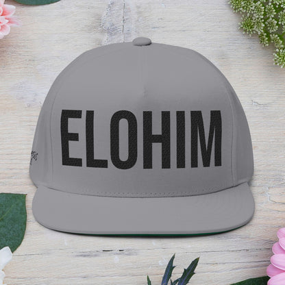 Stylish Flat Bill Cap with ELOHIM GENESIS 1:1 Embroidery - Perfect for Christian Occasion, Trendy Hat for Men and Women, Gift for Graduations, Summer Cap.