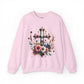 Faith and Floral Cross Unisex Heavy Gildan Blend™ Crewneck Sweatshirt.