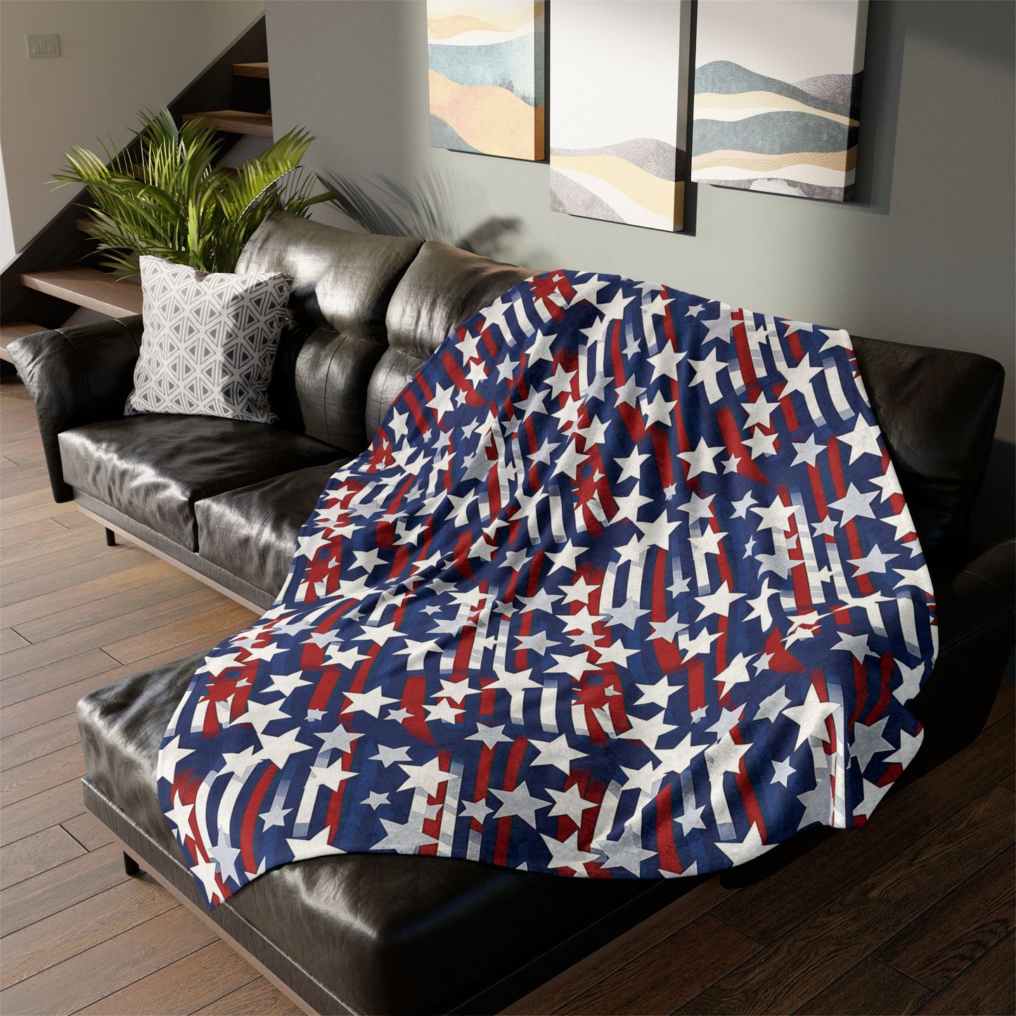 Patriotic Waves Soft Minky Blanket