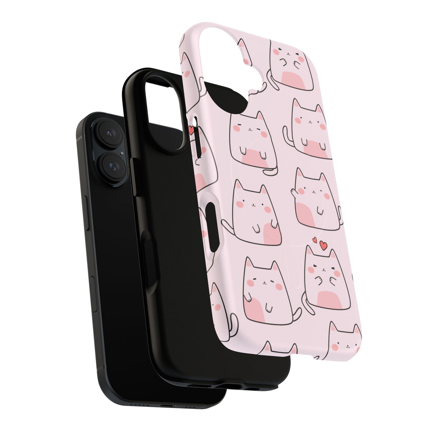 Cute Cat Magnetic iPhone Case, Tough iPhone Cover, Cat Lover Gift, Kawaii Style Case, Pet-Themed Gift