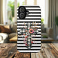 Grace in Bloom Tough Magnetic iPhone Case with Floral Cross Design, Boho iPhone Cover, Striped iPhone Case, Unique Religious Gift, Trendy Cell iPhone Accessory.