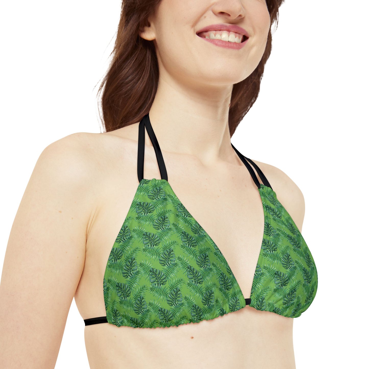 Green Tropical Bliss Strappy Bikini Set (AOP)