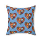 Light Blue Patchwork Heart Spun Polyester Square Pillow