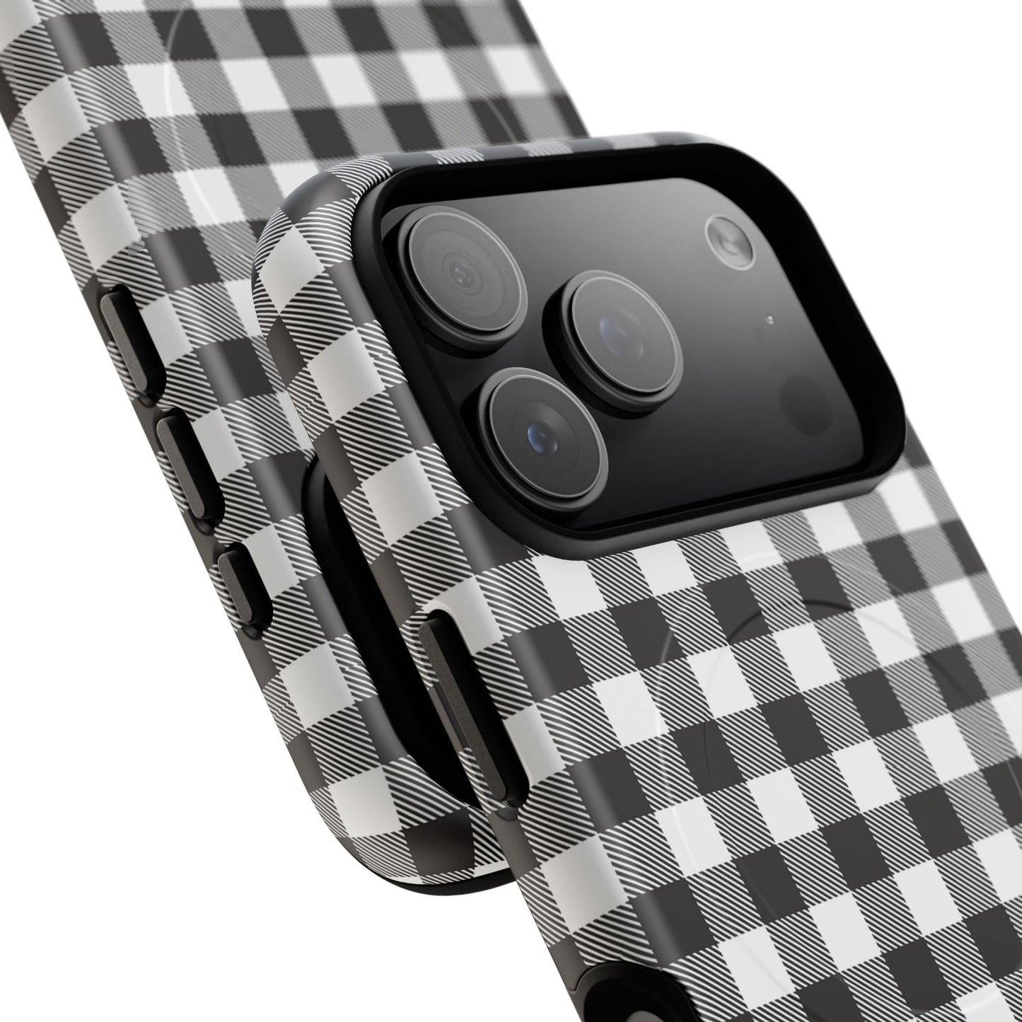 Black and White Gingham Phone Case, Tough Magnetic Cases, Stylish Phone Cover, Gift for Her, Trendy Phone Accessory, Checkered Print