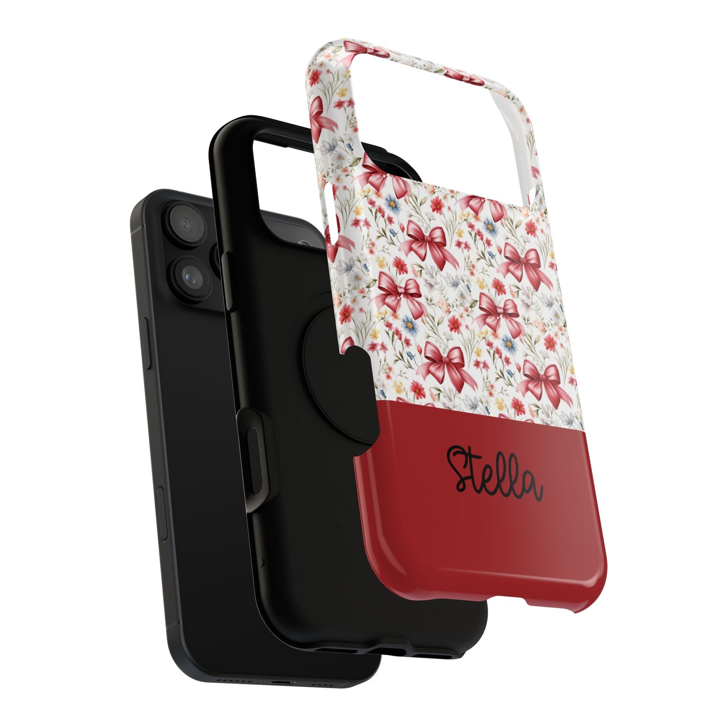 Personalized Rosette Coquette Floral Bow iPhone and Samsung Impact-Resistant Case — Custom Name Case