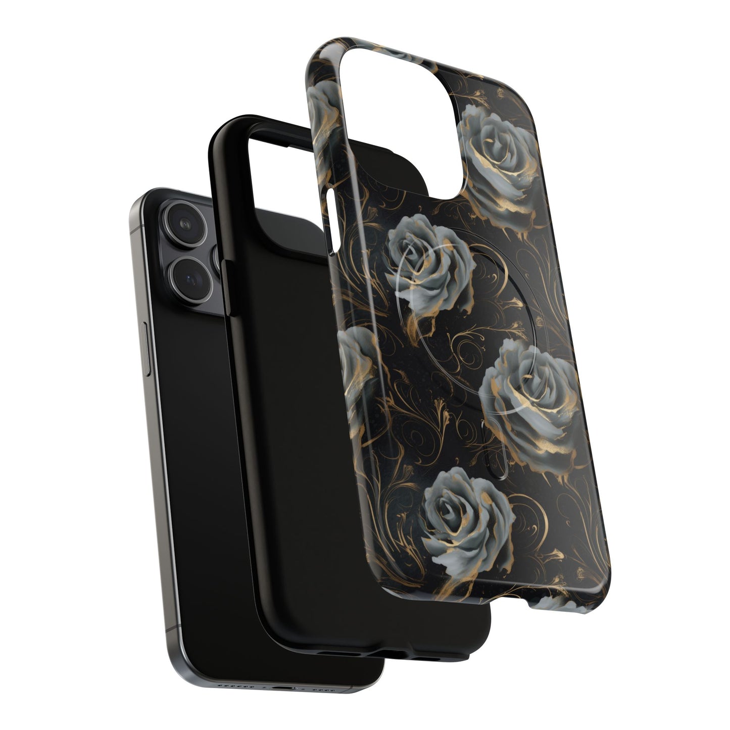 Midnight Bloom Tough iPhone Magnetic Cases,  iPhone 14, iPhone 15, iPhone 16, Pro, Pro Max, Plus MagSafe Case, Protective Tech Accessories, Gift for Her, Floral Design