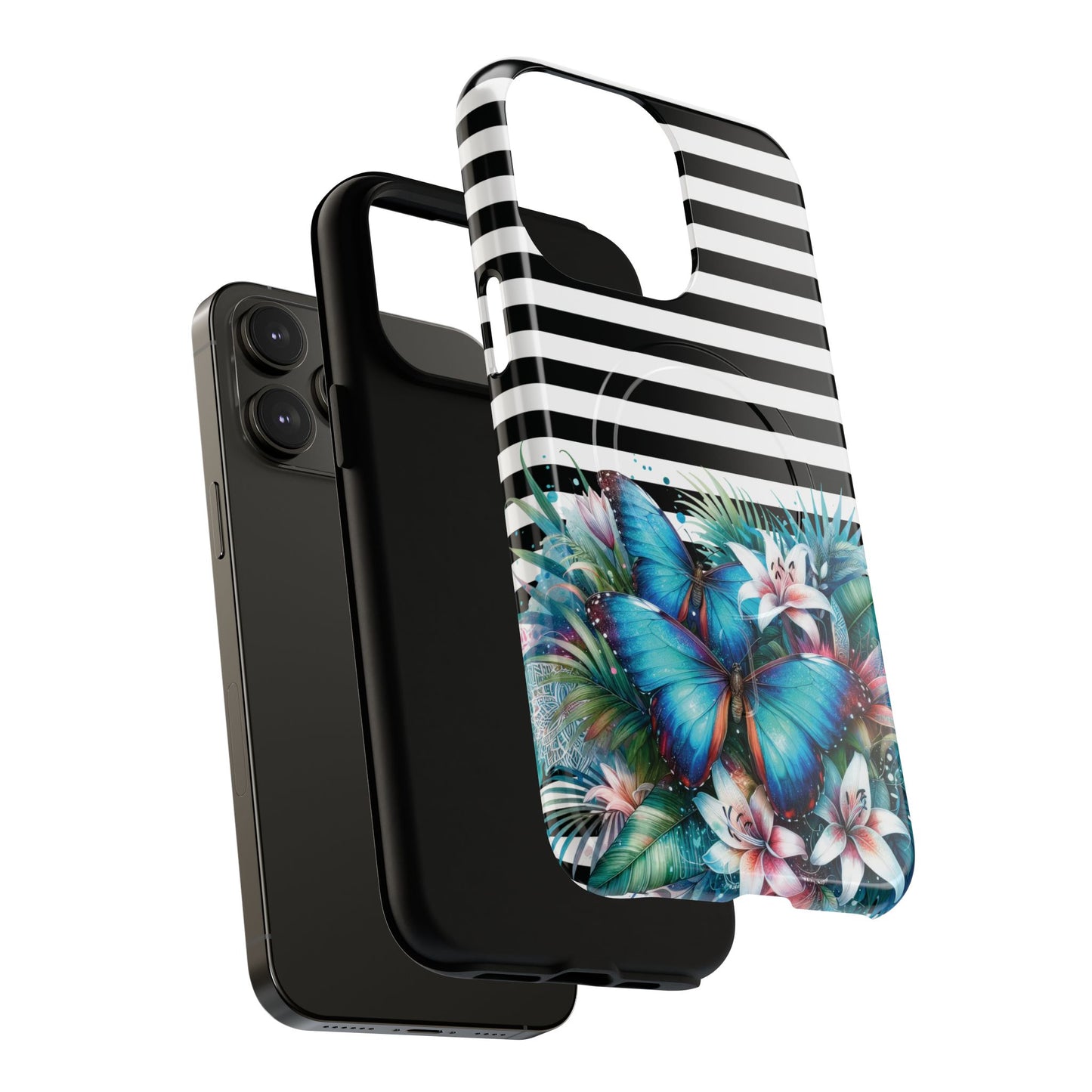 Wings of Wonder Tough iPhone Magnetic Case, Stylish Protection, Durable iPhone Cover, Butterfly Design Gift, Floral Case,Trendy Tech Accessory.