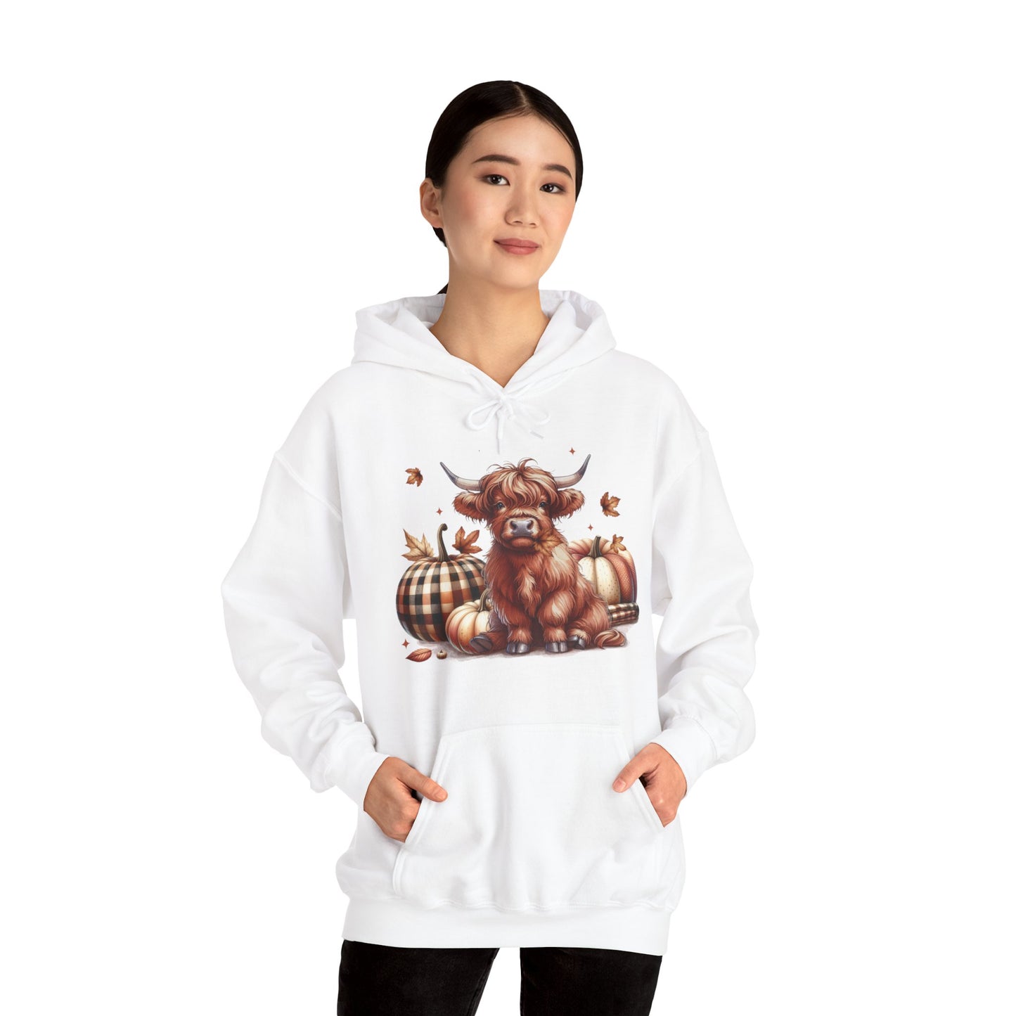 Autumn Highland Cow Charm Unisex Heavy Blend™ Hooded Sweatshirt