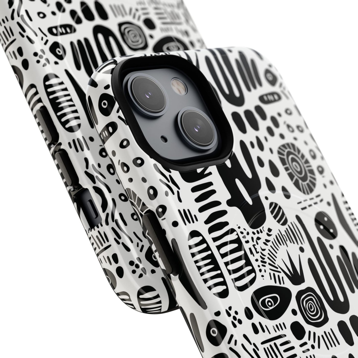 Abstract Monochrome Tough Magnetic iPhone Cases, Stylish Phone Cover, Durable Phone Protector, Modern Tech Accessories, Unique Gift Ideas