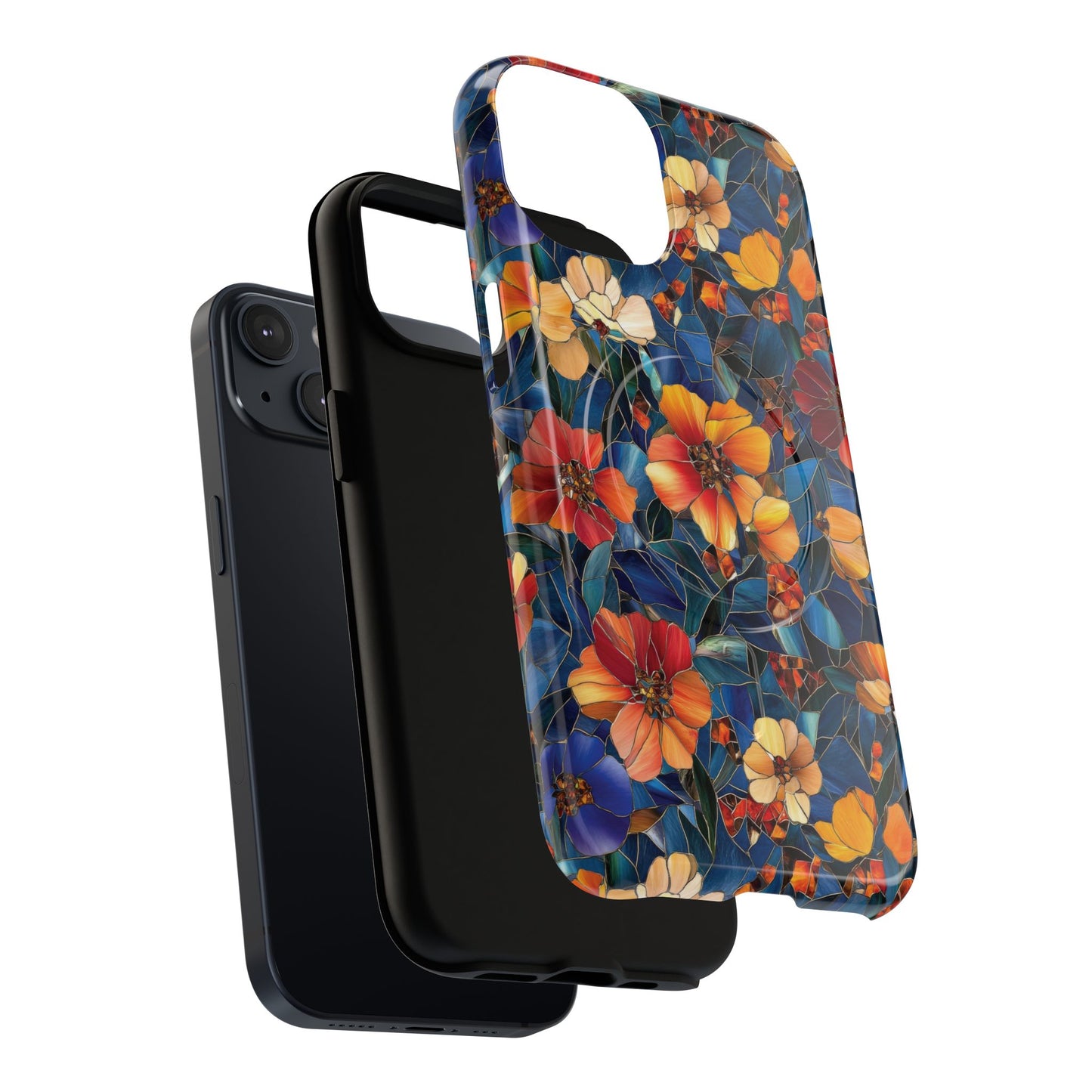 Cathedral Petals Tough Magnetic iPhone Case, Durable, Stylish, Unique Floral Design, Gifts for Her, Birthday, Everyday Use, Stained Glass iPhone Case.