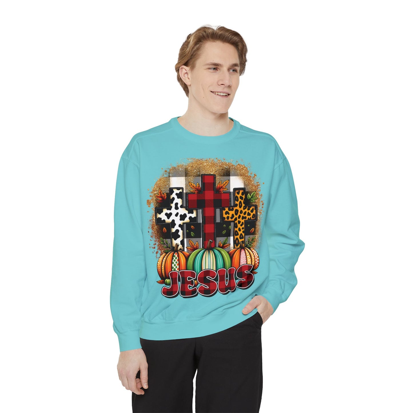 Faithful Harvest Cross Unisex Garment-Dyed Sweatshirt