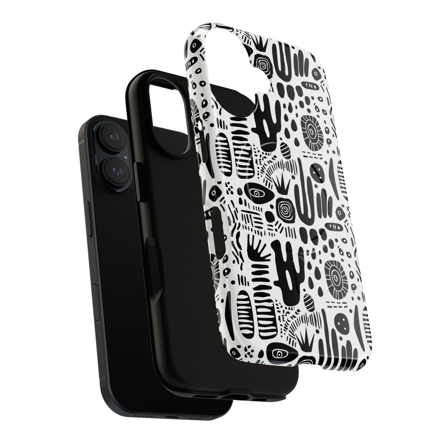 Abstract Monochrome Tough Magnetic iPhone Cases, Stylish Phone Cover, Durable Phone Protector, Modern Tech Accessories, Unique Gift Ideas