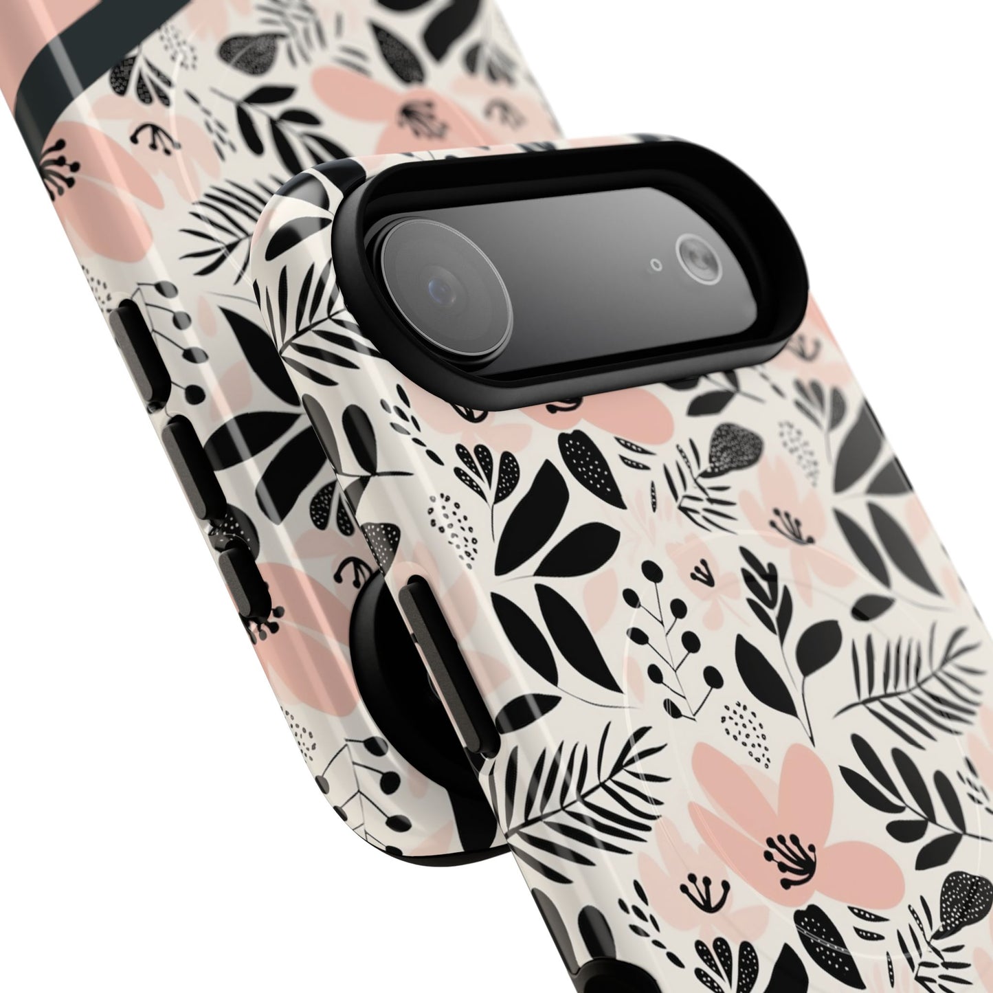 Personalized Floral Blush Garden Whisper Tough Magnetic MagSafe® iPhone® 13, 14, 15, 16, 17, Pro, Pro Max, Plus Cases (Custom Name).