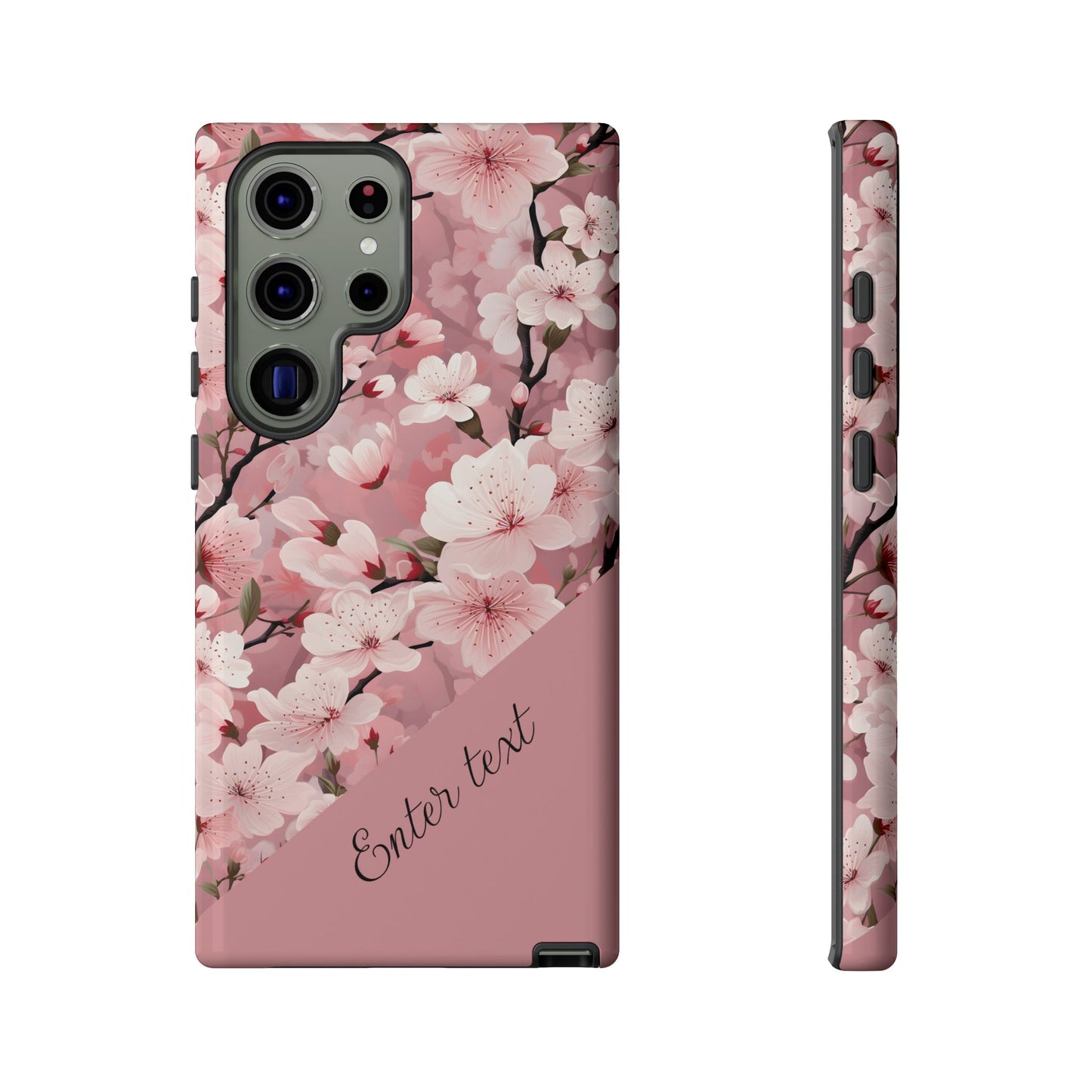Personalized Cherry Blossom Tough Phone Case — Pink Floral Protective Case for Samsung & Google