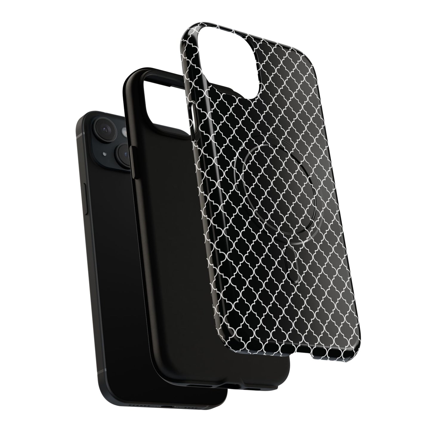 Noir Mosaic Tough iPhone Magnetic Case, Geometric Patterned Case, Durable iPhone Cover, Unique Tech Accessories, Perfect Gift for Him/Her