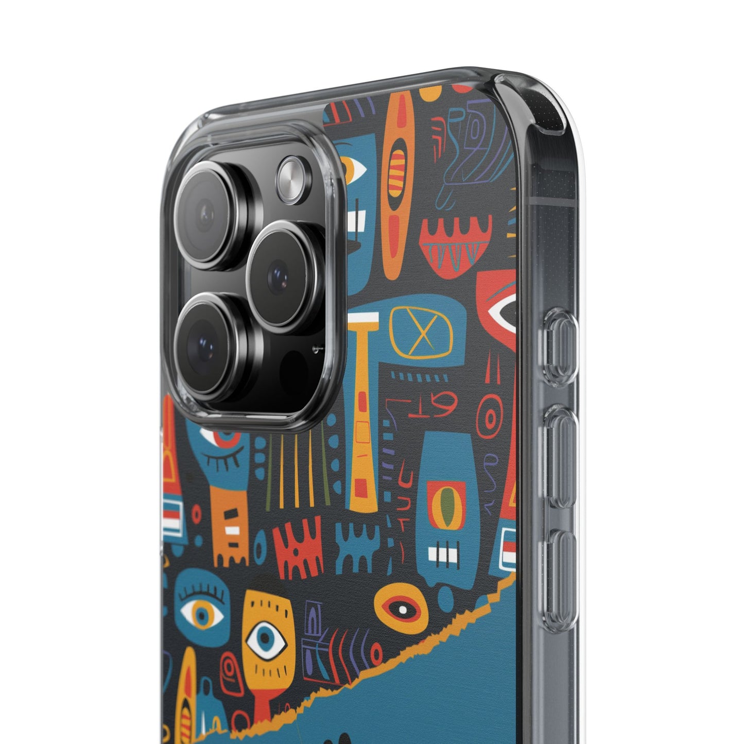 Phone Case — Colorful Abstract Faces Clear Impact-Resistant Case
