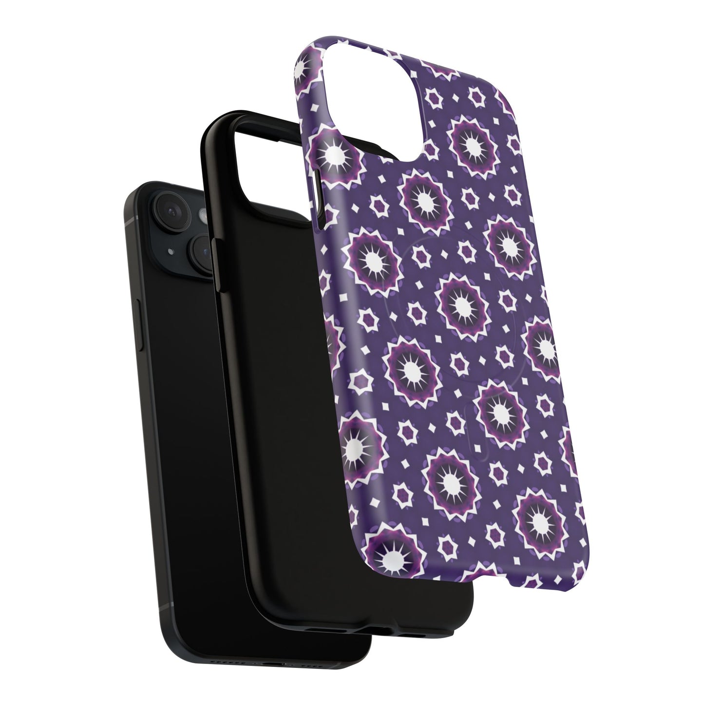 Violet Nova Bloom Stylish Tough Magnetic iPhone Case, Purple Floral iPhone Cover, Durable Cell iPhone Protector, Gift for Her, Mother's Gift