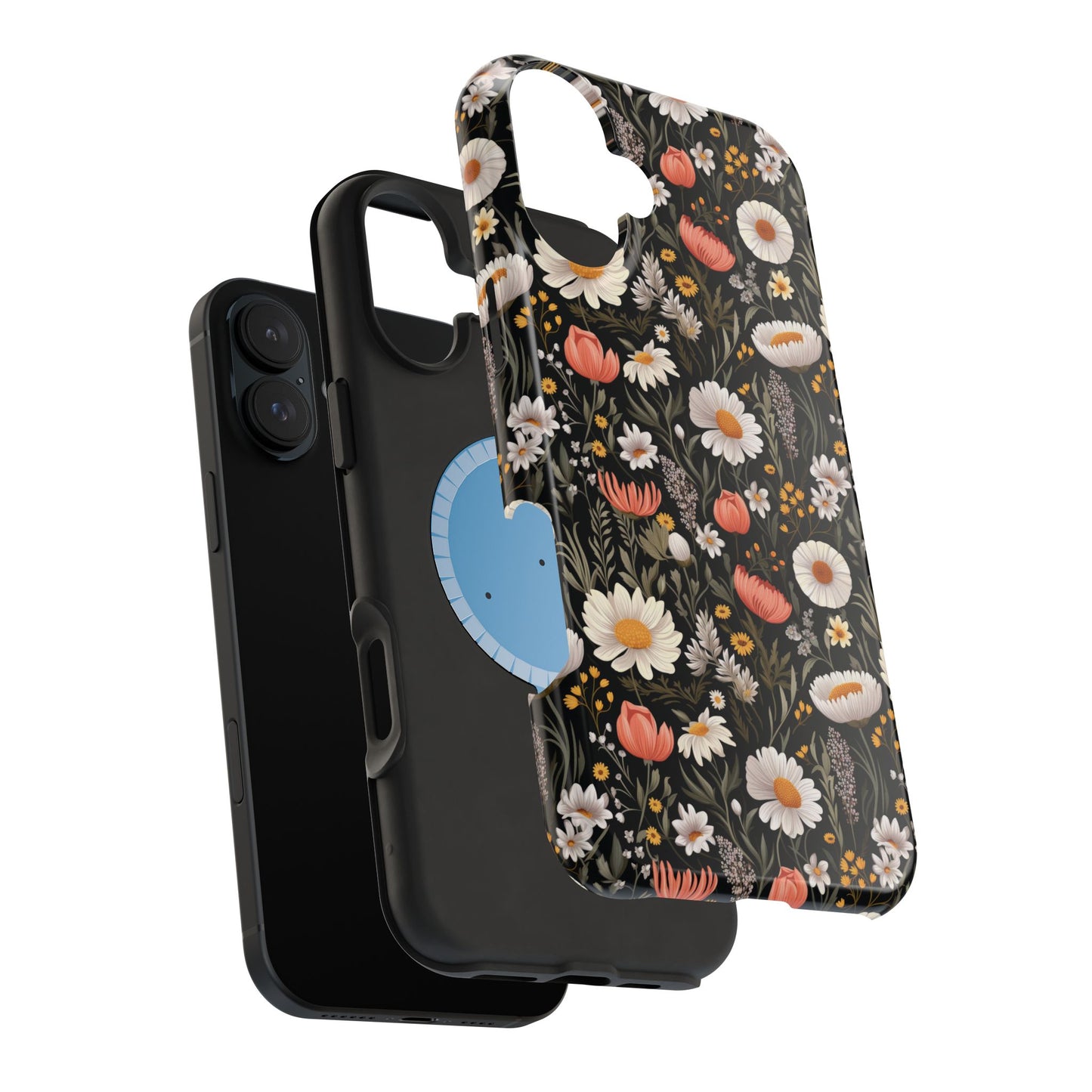 Blossom Elegance: Noir Garden Magnetic Tough iPhone Cases