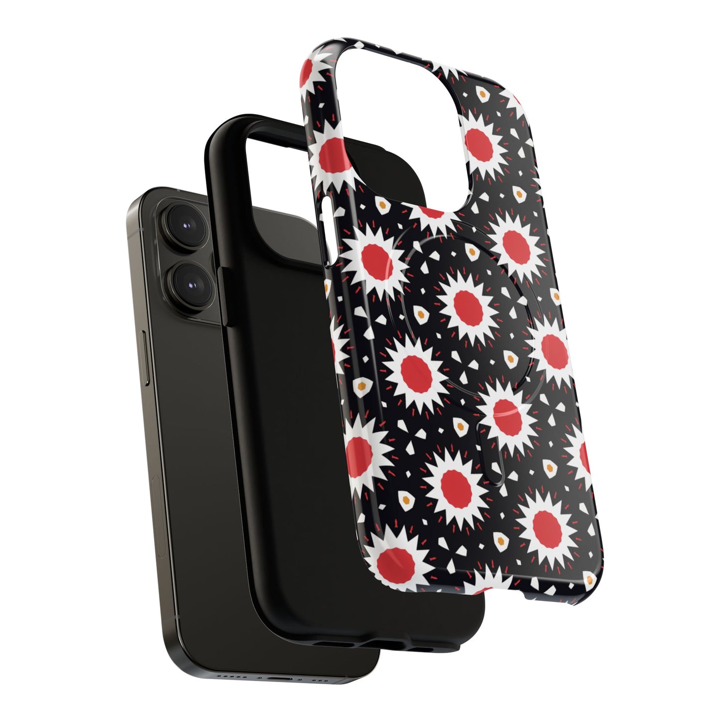Crimson Spark Radiance Bold Floral Magnetic iPhone Cases, Stylish Tough Cases, Unique iPhone Accessories, Perfect Gift for Her, Trendy Tech Gear.