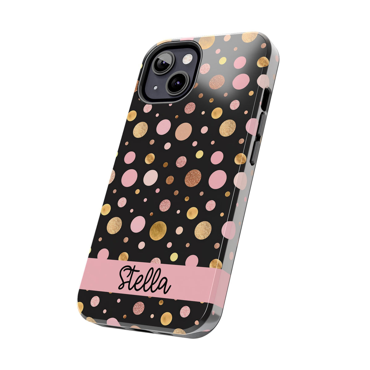 Personalized Gold & Pink Confetti Tough Phone Case — Glitter Dot Protective Phone Cover