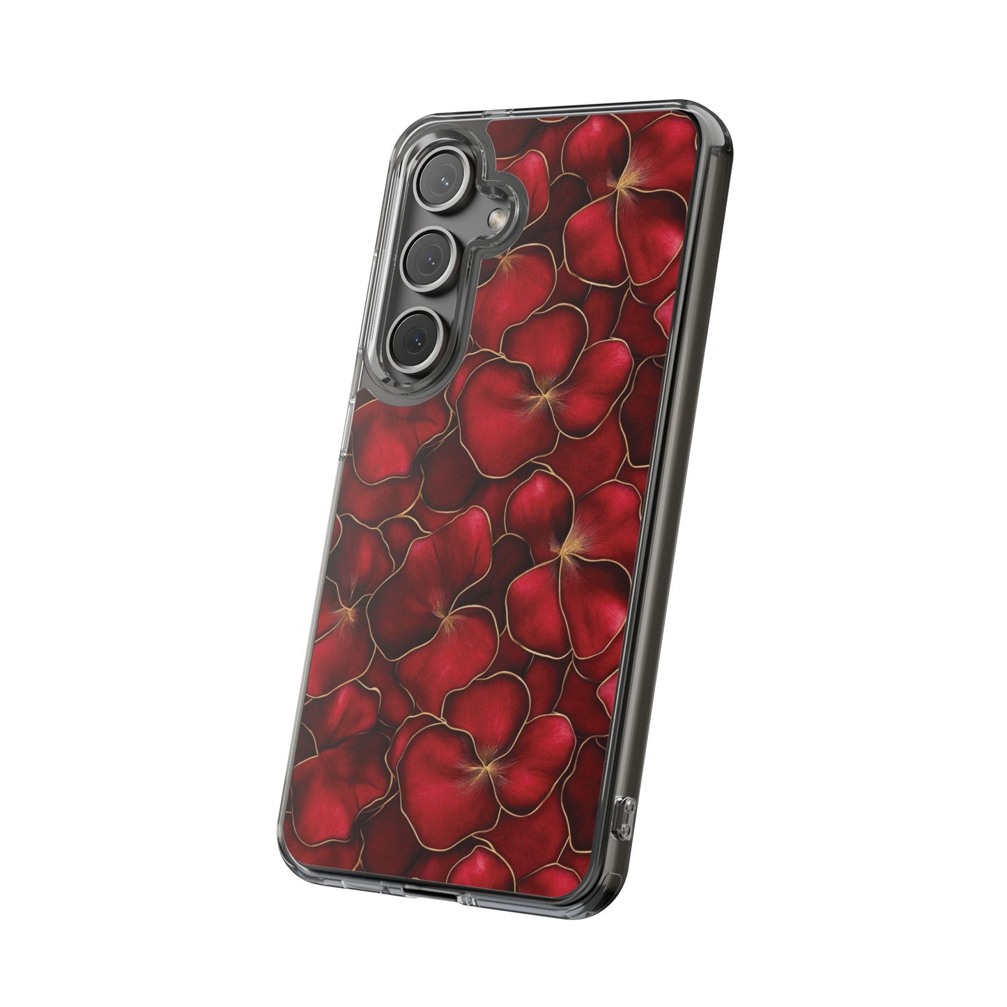 Velvet Petal Noir Floral Petal Clear Impact-Resistant iPhone and Samsung Case.