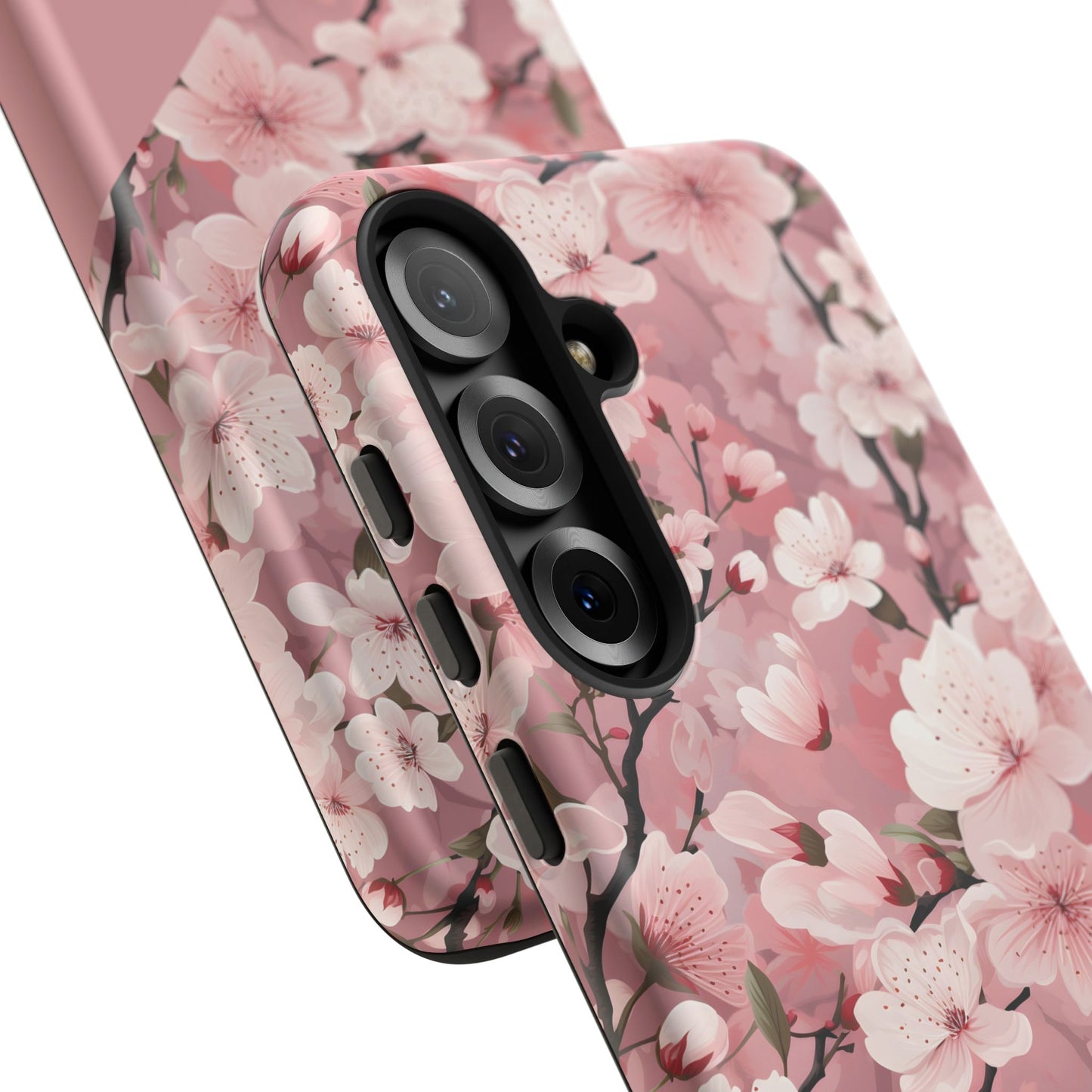 Personalized Cherry Blossom Tough Phone Case — Pink Floral Protective Case for Samsung & Google