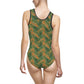 Brown Tropical Bliss Women's Classic One-Piece Swimsuit (AOP)