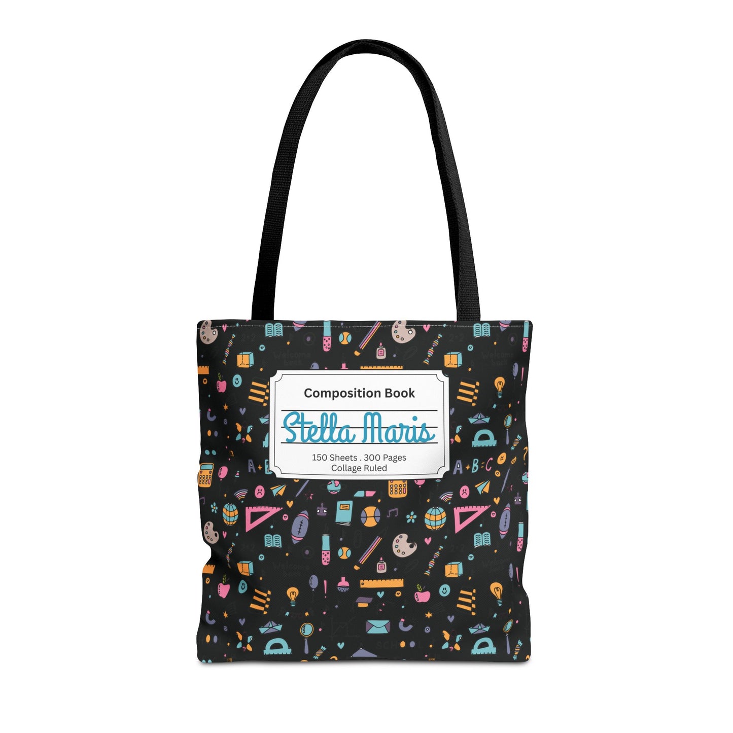 Personalized Chalkboard Chic Composition Book Inspired Tote Bag, Back to School Tote, Teacher Gift, Kids Bag, Custom Name Bag, Educational Accessories, Back to School Tote Bag.