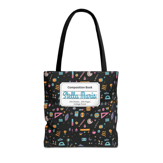 Personalized Chalkboard Chic Composition Book Inspired Tote Bag, Back to School Tote, Teacher Gift, Kids Bag, Custom Name Bag, Educational Accessories, Back to School Tote Bag.