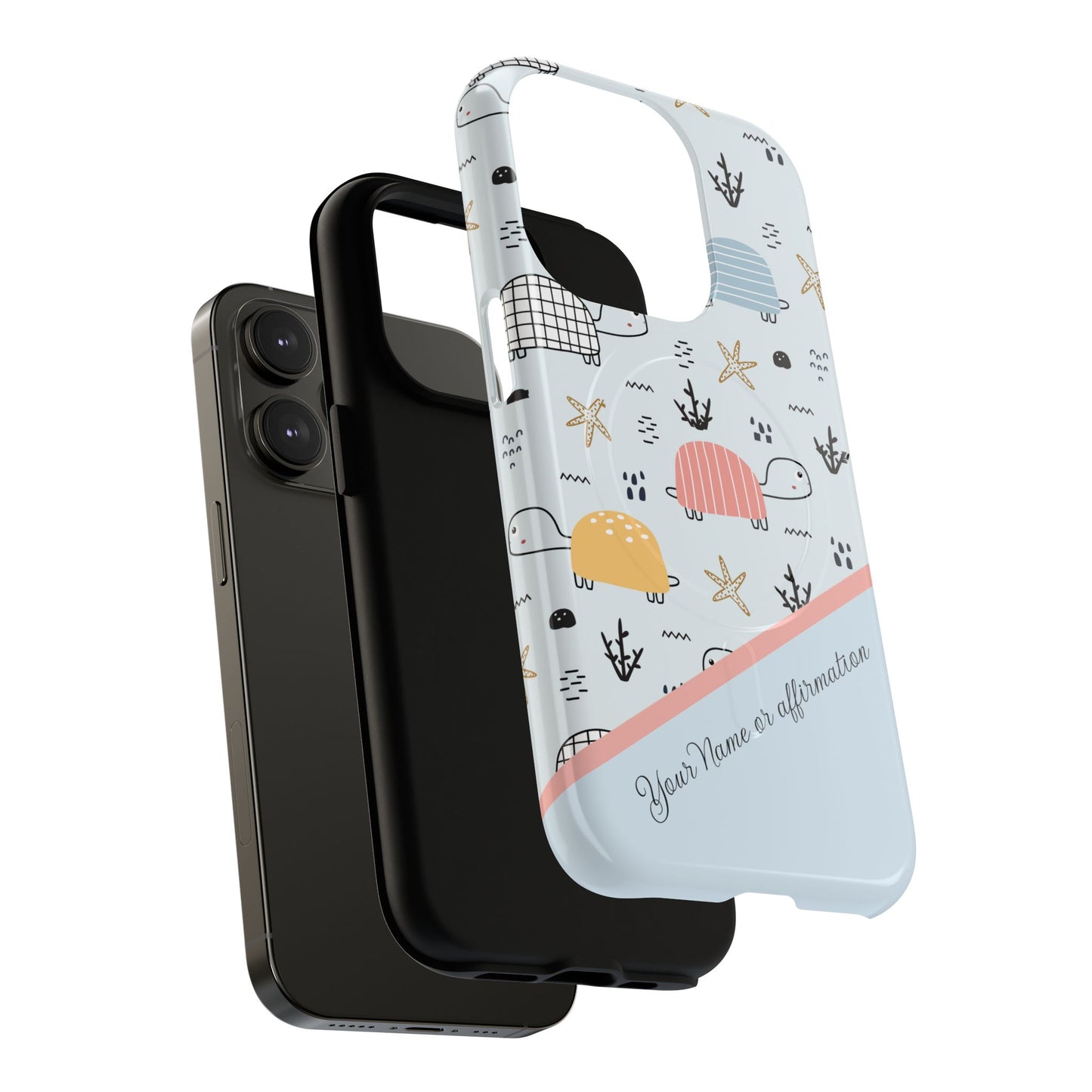 Personalized Cute Turtle Tough Magnetic MagSafe® Cell Cover, Ocean Theme Case, Sea Life Gift for Beach Lovers, iPhone® 13, 14, iPhone 15, iPhone 16, iPhone 17, Pro, Pro Max, Plus Cases.