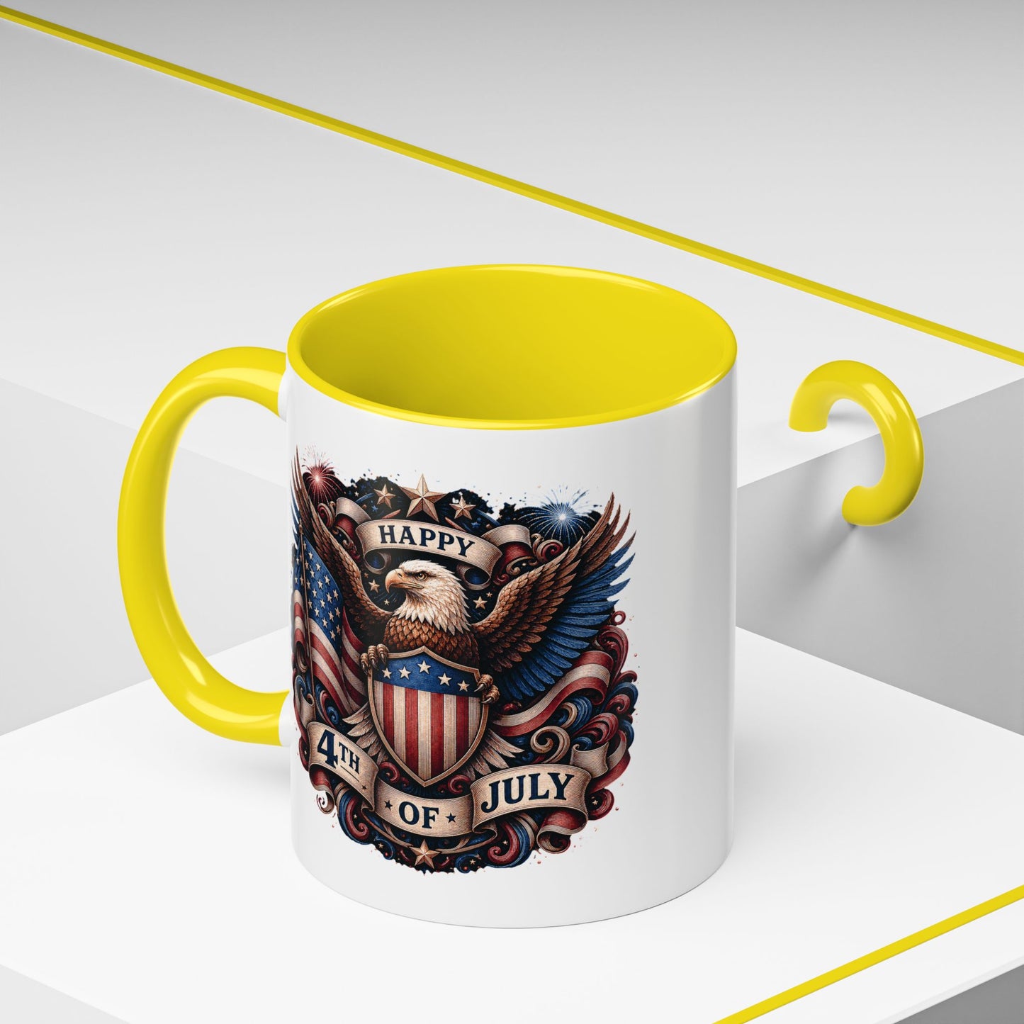 4th of July Eagle Coffee Mug — Patriotic American Flag Accent Mug (11/15oz)