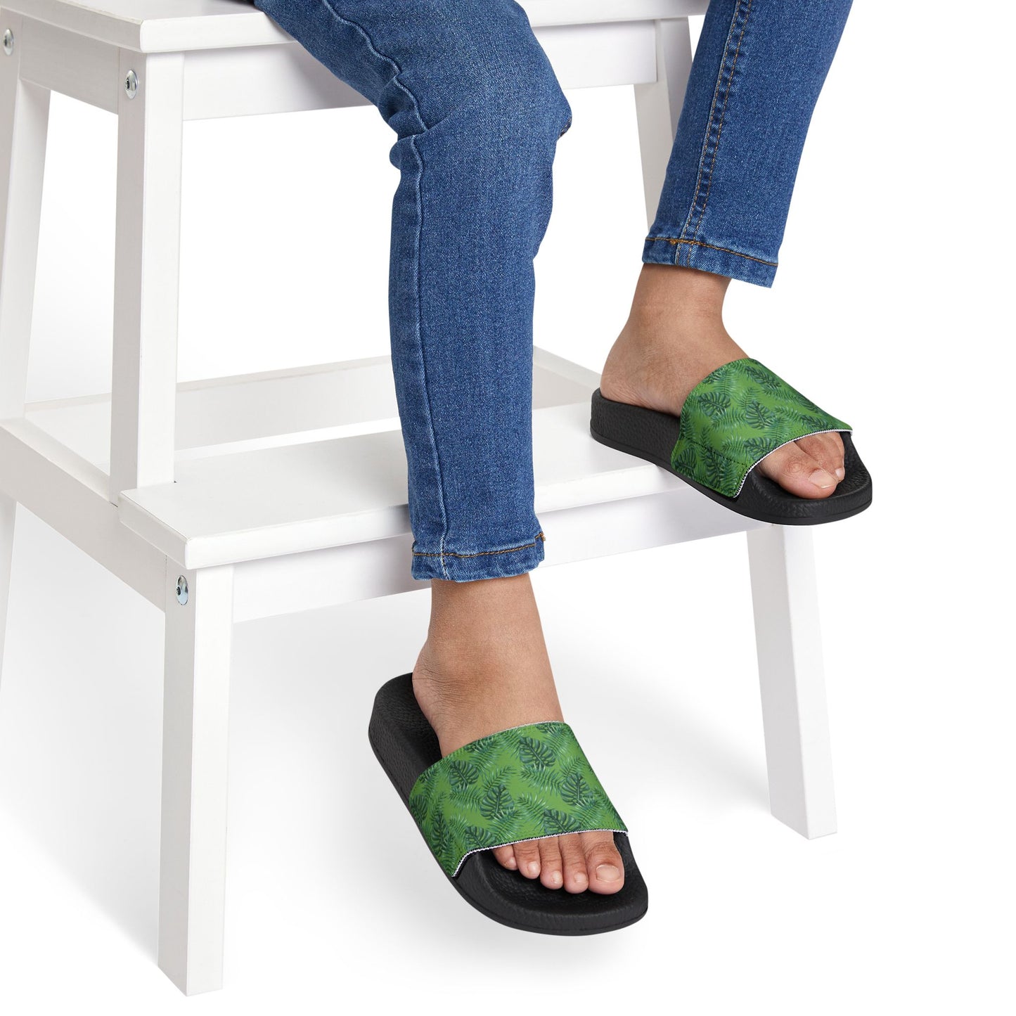 Tropical Bliss Green Youth Removable-Strap Sandals