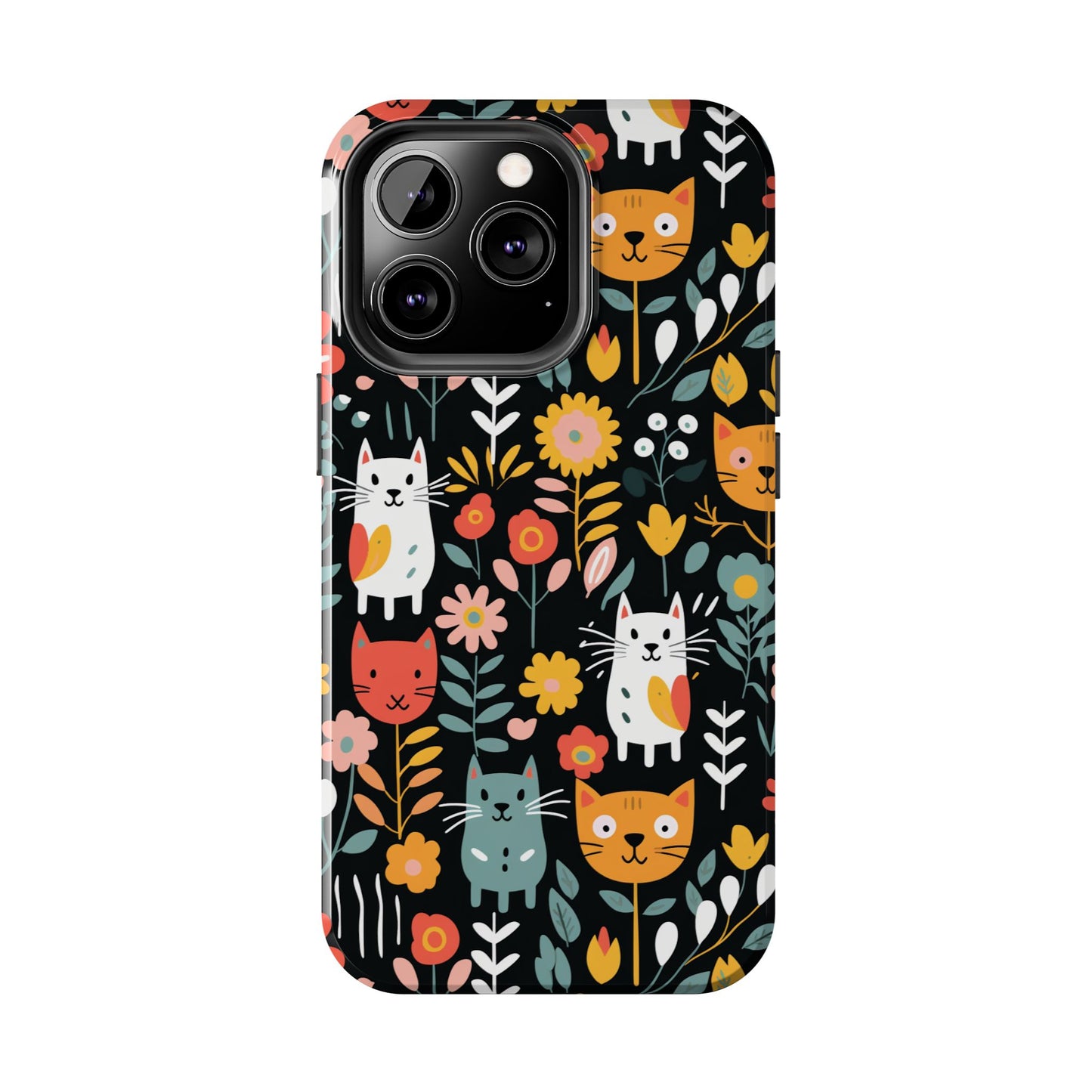 Whimsical Feline Garden iPhone and Samsung Tough Phone Cases