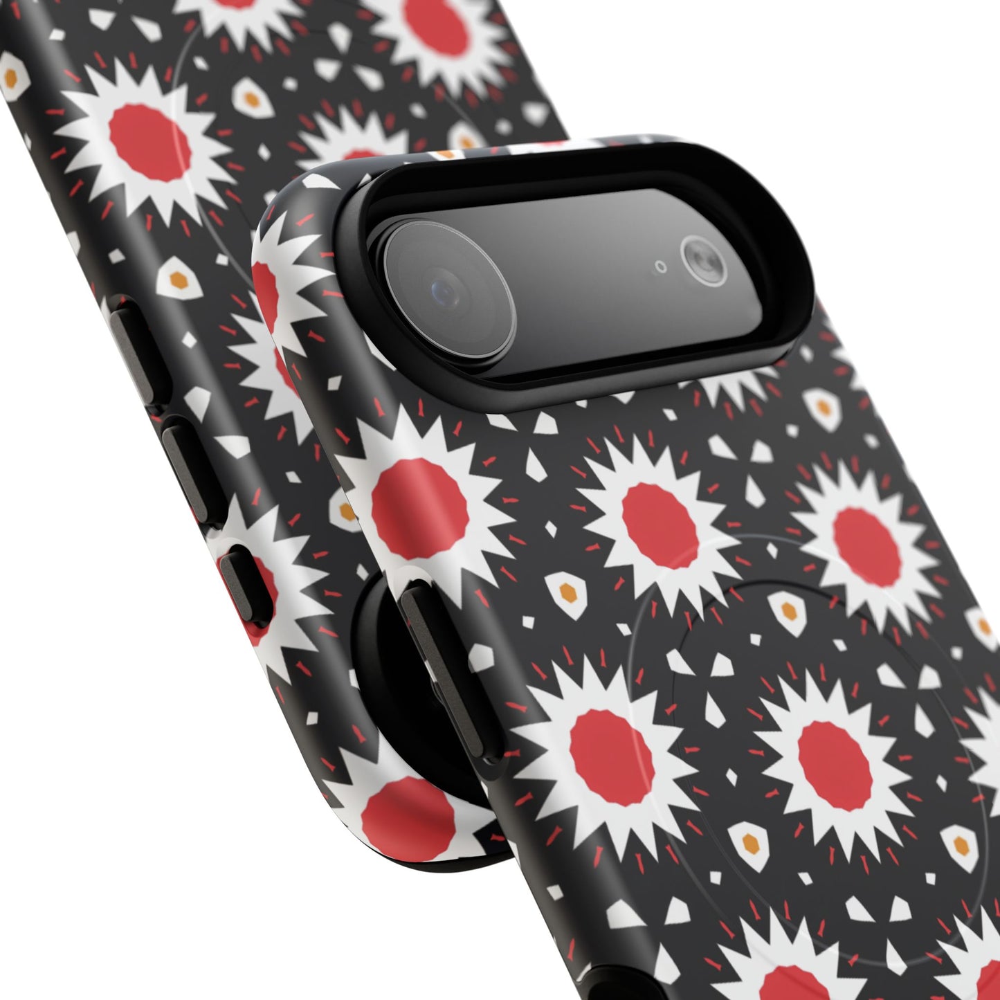 Crimson Spark Radiance Bold Floral Magnetic iPhone Cases, Stylish Tough Cases, Unique iPhone Accessories, Perfect Gift for Her, Trendy Tech Gear.