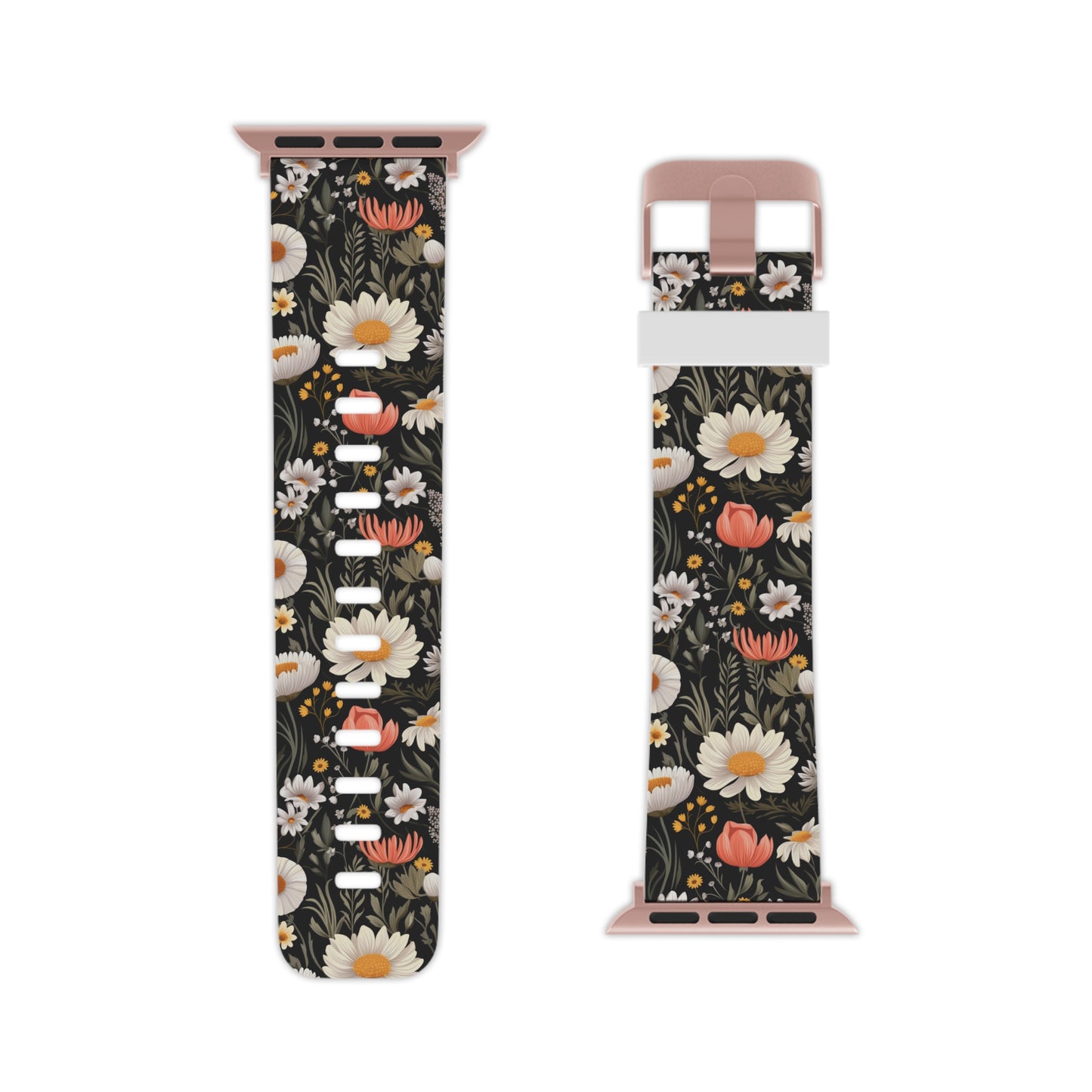 Blossom Elegance: Noir Garden Floral Pattern Apple Watch Band - Stylish & Comfortable