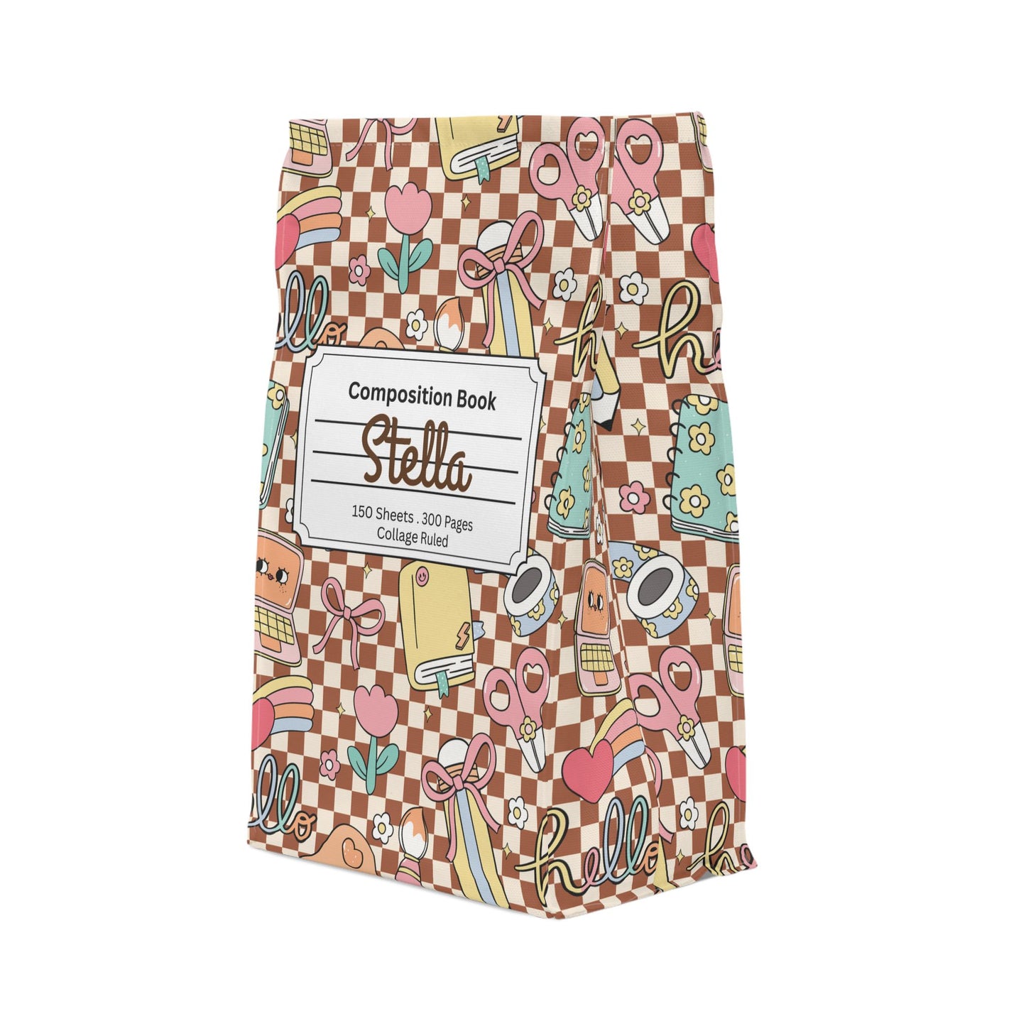 Custom Brown Doodle Daydream Composition Book Inspired Stylish Polyester Lunch Box for Kids - Perfect for School, Picnics, or Snacks | Personalized ABC Design, Back to School, Family [...]
