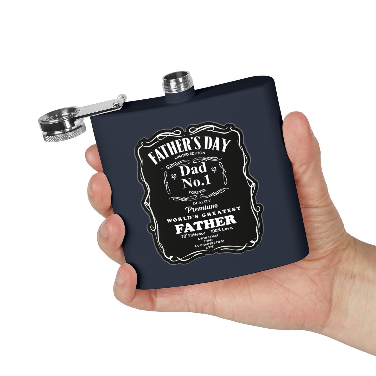 Father's Day Stainless Steel Flask - World's Greatest Dad Gift, Personalized Hip Flask, Groomsmen Gift, Engraved Drinkware