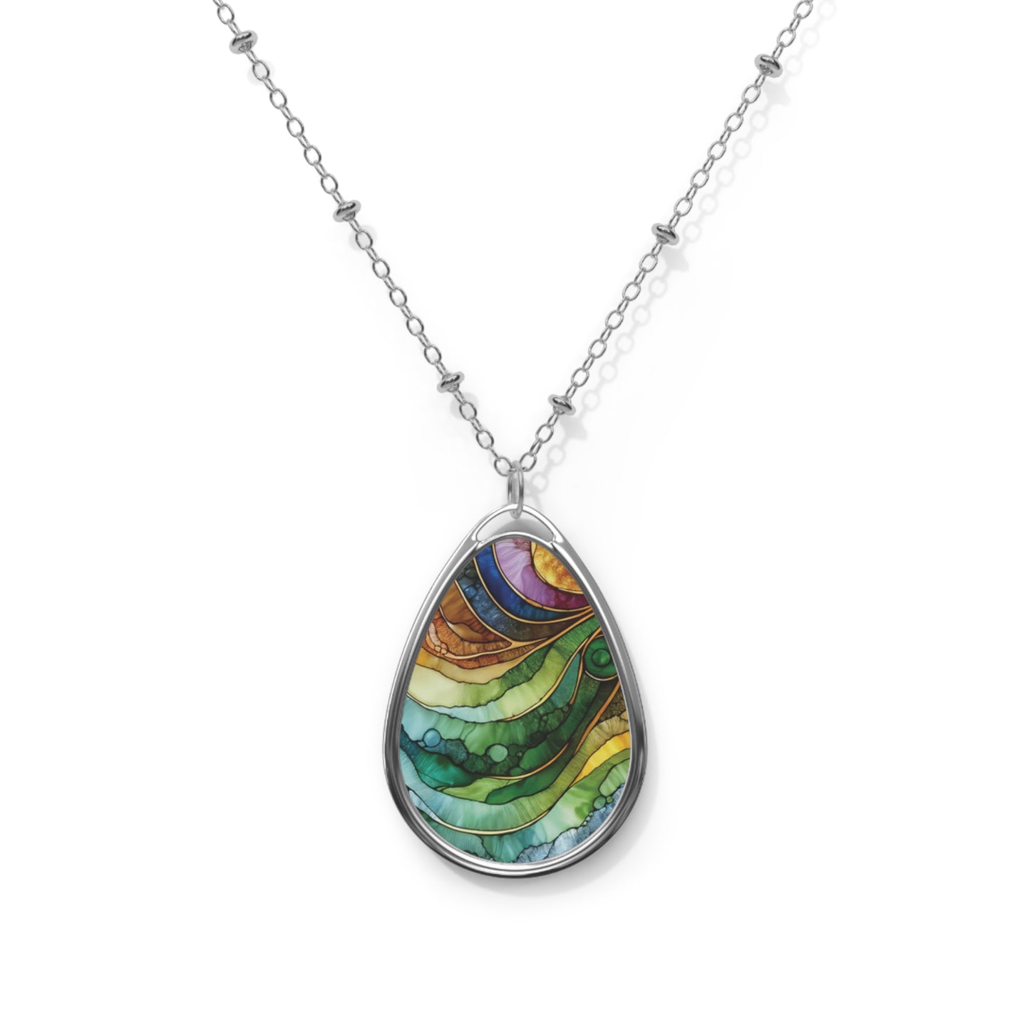 Serenity Waves Oval Necklace