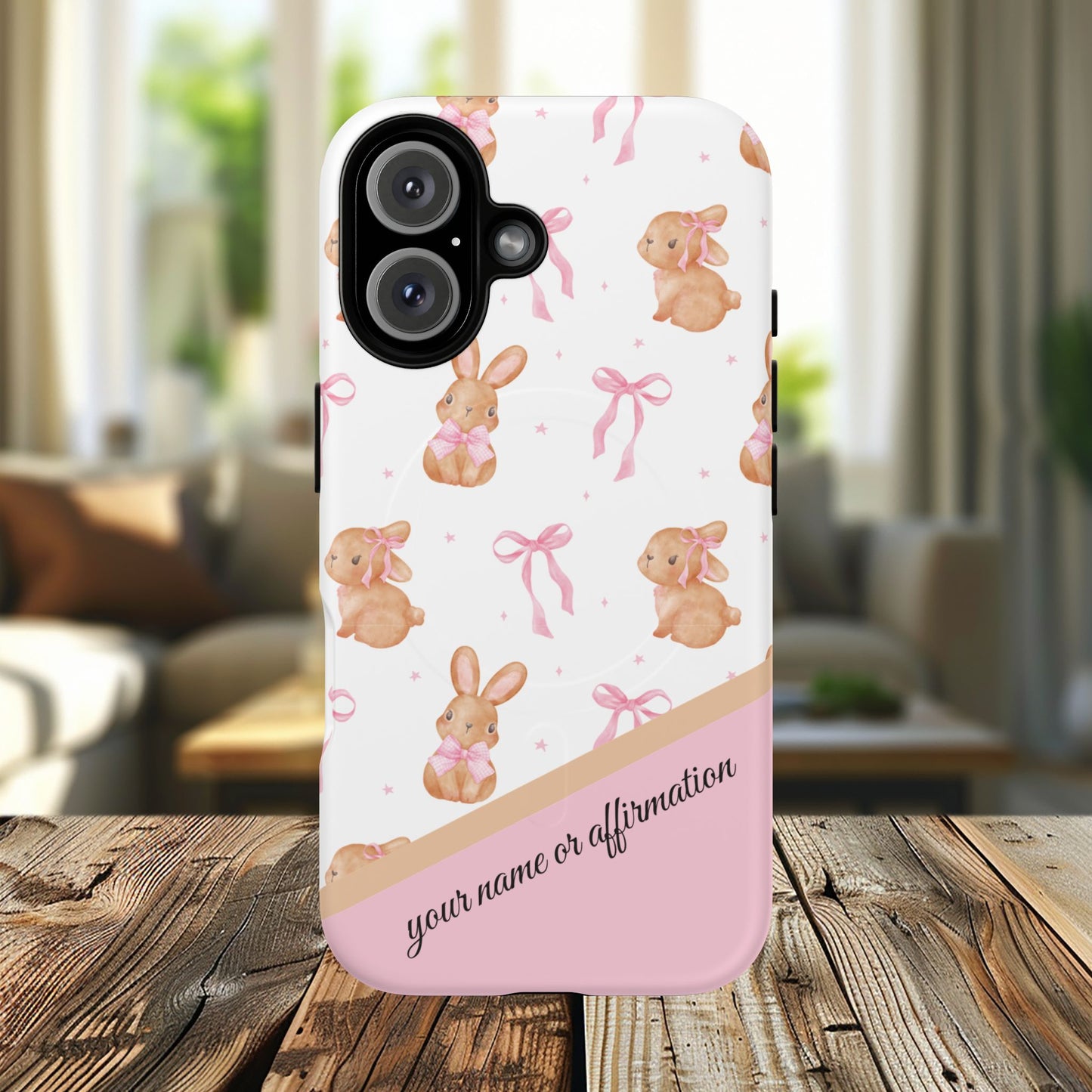 Personalized Bunny iPhone Case - Cute Animal Design, Tough MagSafe® Magnetic Case, Easter Gift, Spring Aesthetic, Kids Accessories