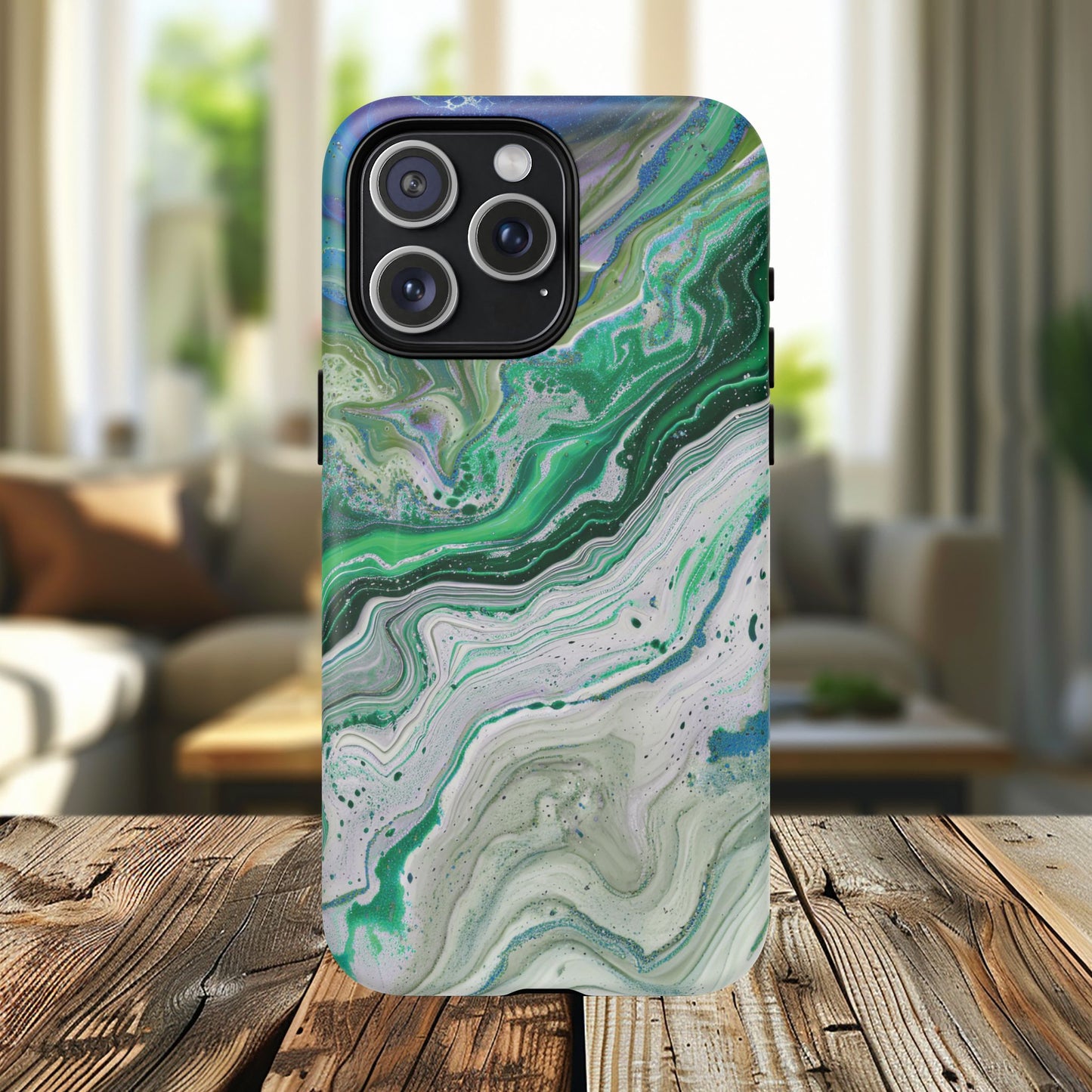 Marbled Tough iPhone Case, Magnetic Protector, Stylish Tech Accessory, Durable iPhone Cover, Unique Gift Idea