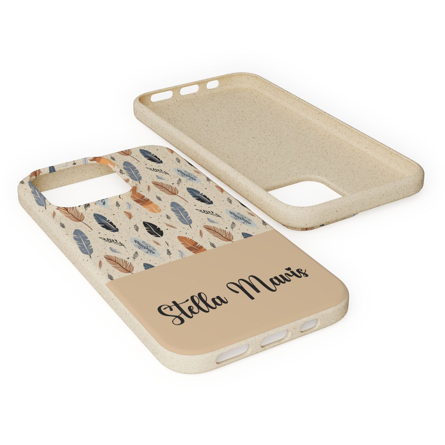 Personalized Whispering Feathers Samsung Biodegradable Case, Custom Name Case.