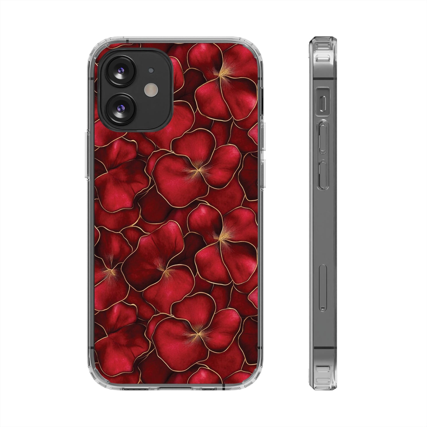 Velvet Petal Noir Floral Petal Clear Impact-Resistant iPhone and Samsung Case.