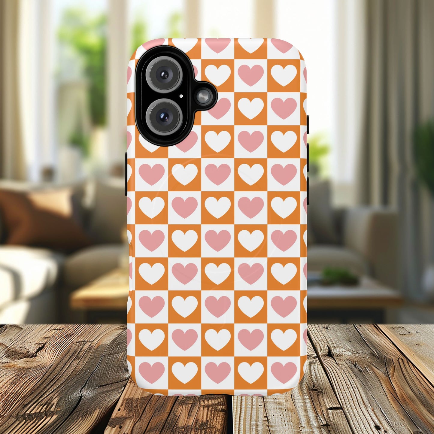 Heart Pattern Magnetic iPhone Case, Valentine Gift, Cute iPhone Accessory, Durable Case for Lovers, Custom iPhone Skin, Sweetheart Case